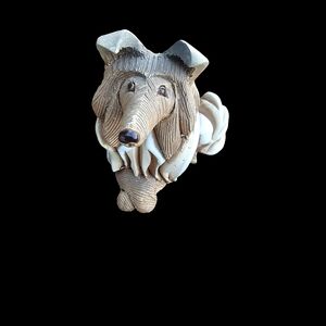 Vtg Artesania Rinconada Collie Dog Figurine Handmade Clay 3.5" Lassie Puppy READ